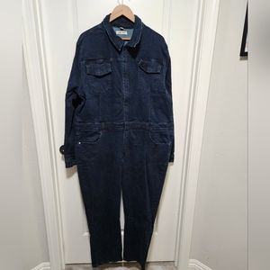 Straight Leg Jumpsuit - Denim, Long-Sleeved, Coveralls
